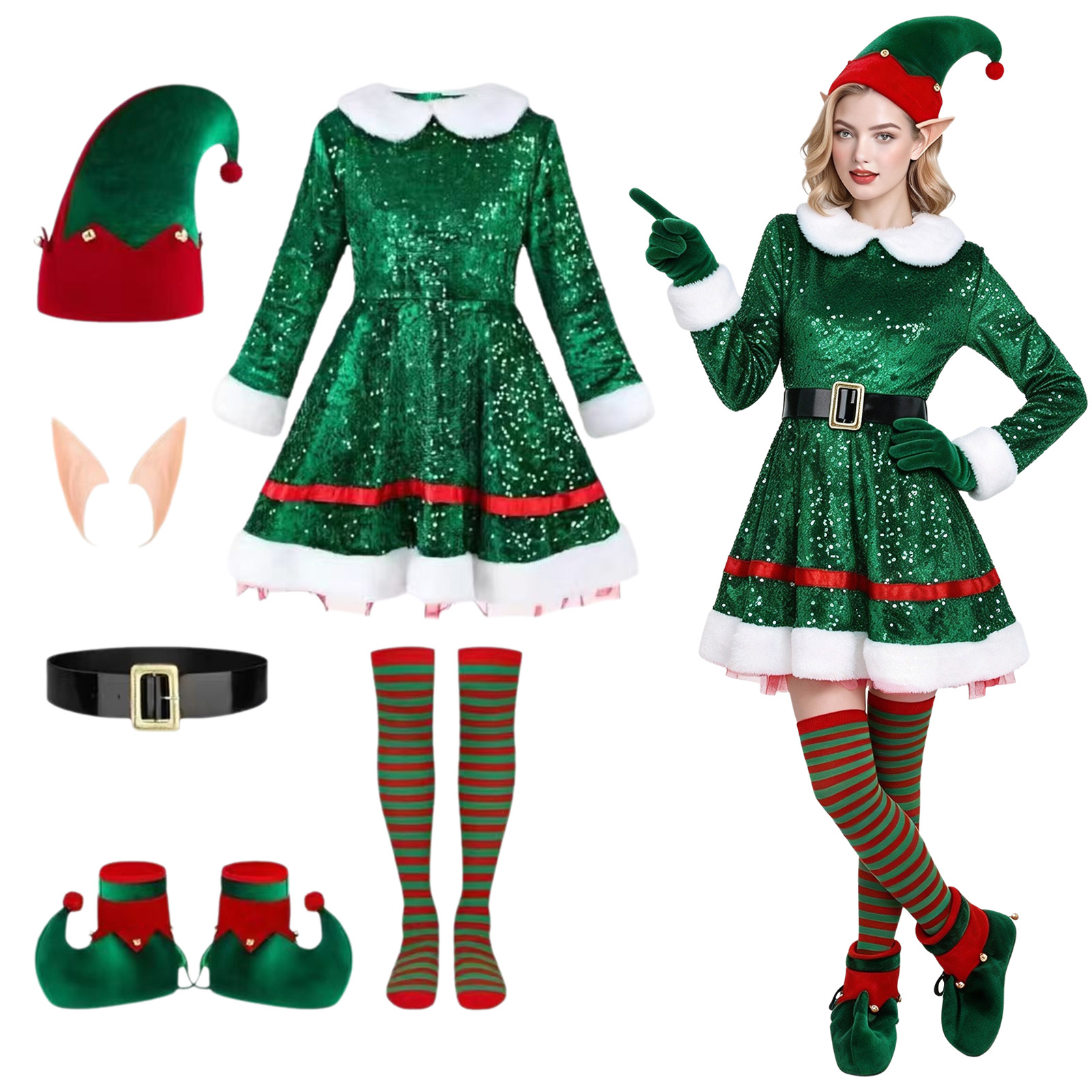 Women Shoes Xxl - Strój Elf Cosplay Sukienka Świąteczna Damska