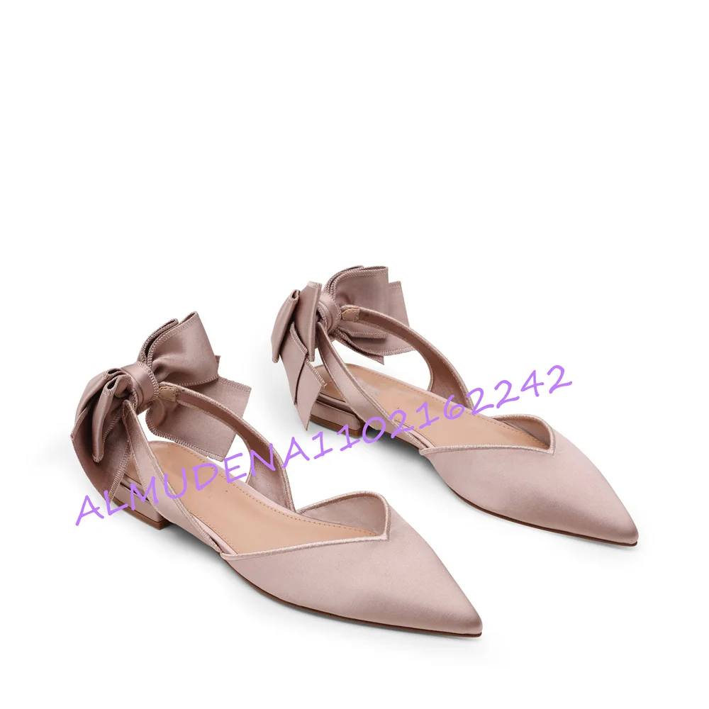 Mule Slip On - Eleganckie damskie satynowe baleriny z ostrym