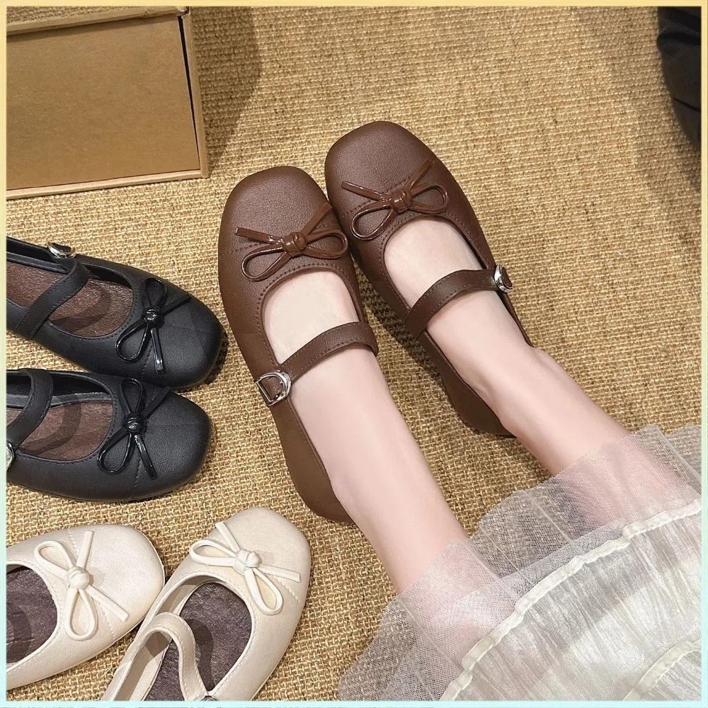 Mule Slip On - Słodkie damskie sandały z perłową kokardką,